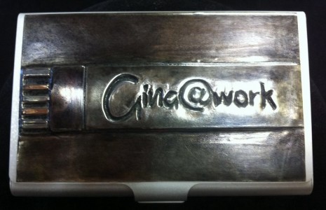 Branded business card holder, Gina@Work